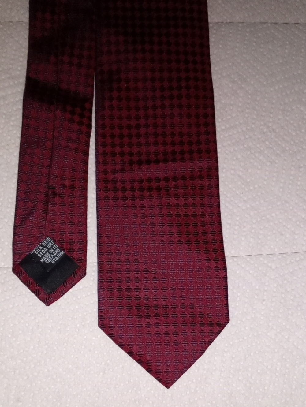 Hugo Boss, Crafted In Italy - Men's Burgundy Patterned Silk Tie